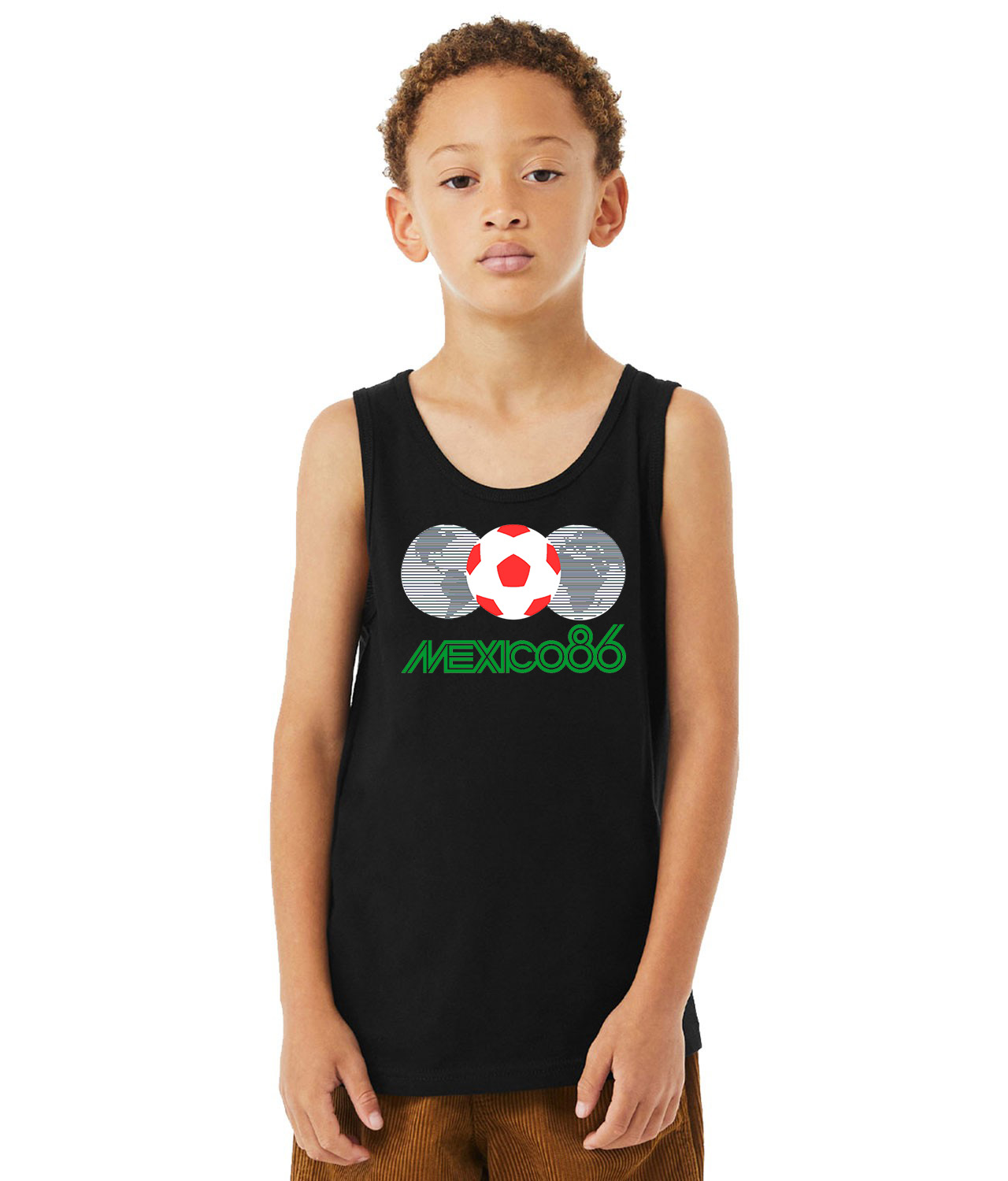 1986 FIFA World Cup Mexico Soccer Logo Symbol Emblem Customized Design on Youth Tank Top