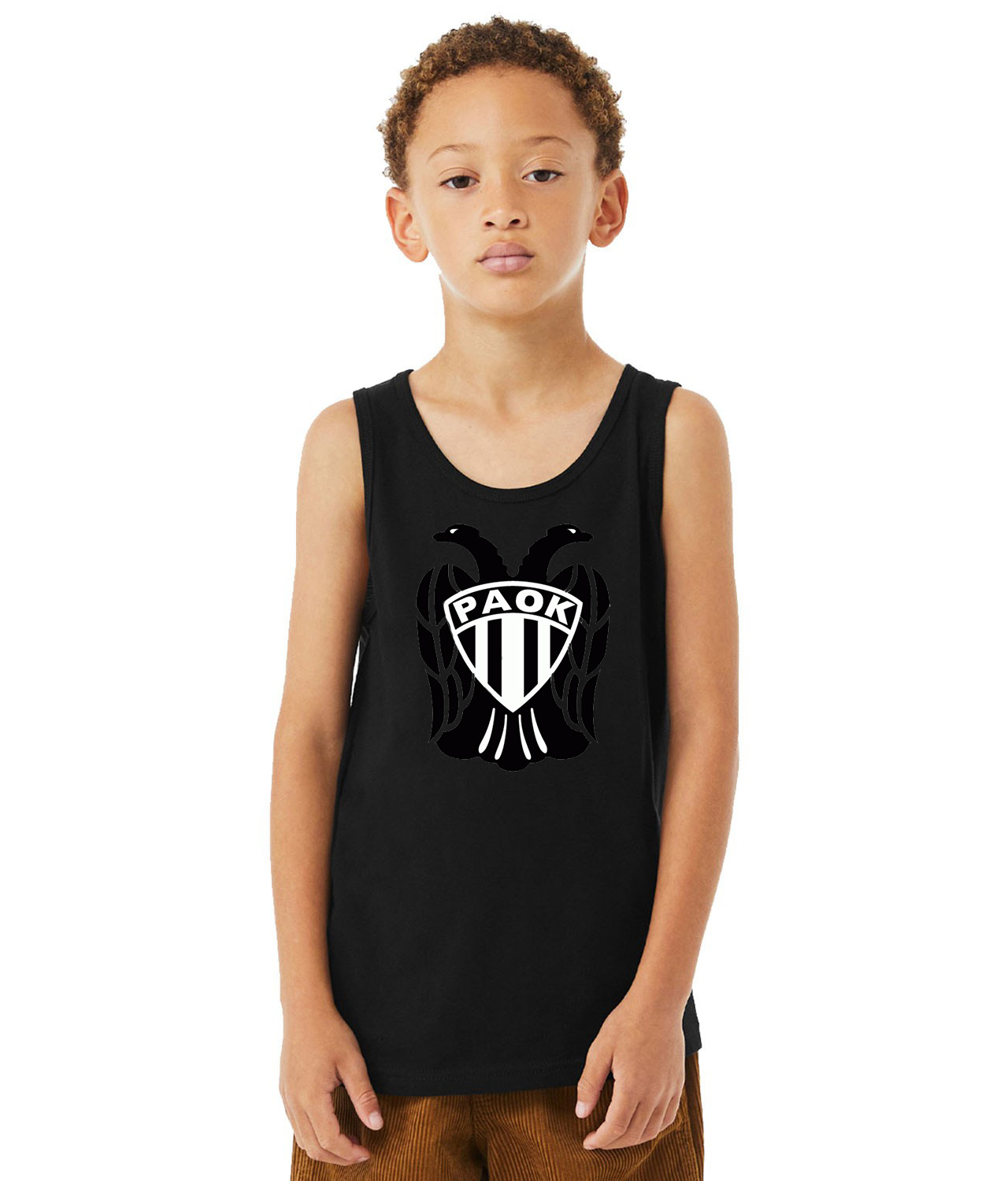 PAOK Thessaloniki FC Soccer Logo Symbol Emblem Customized Design on Youth Tank Top