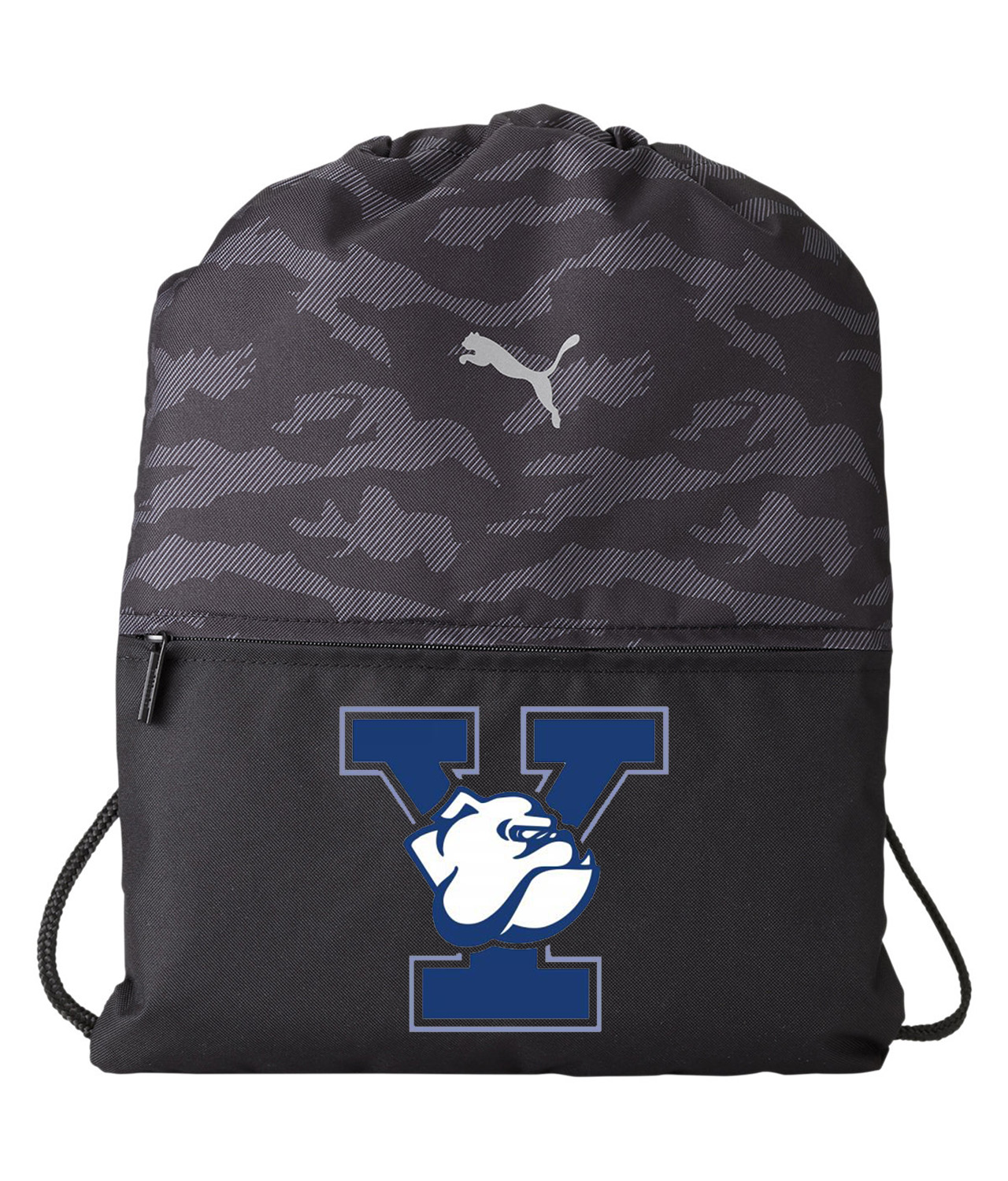 Yale University Color Emblem Logo Symbol Emblem Customized Design on Camo Drawstring Backpack Bag