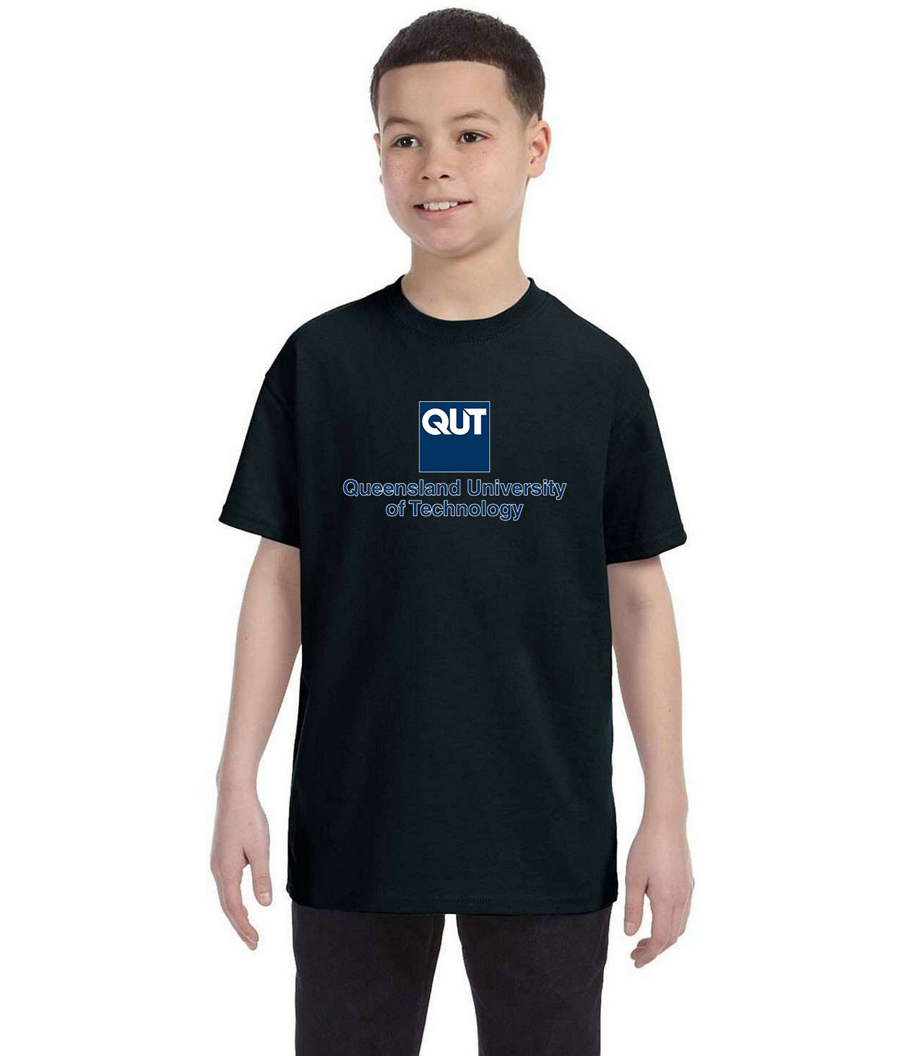 The Queensland University of Technology QUT Symbol Education Logo Symbol Emblem Customized Design on Youth T-Shirt Tee