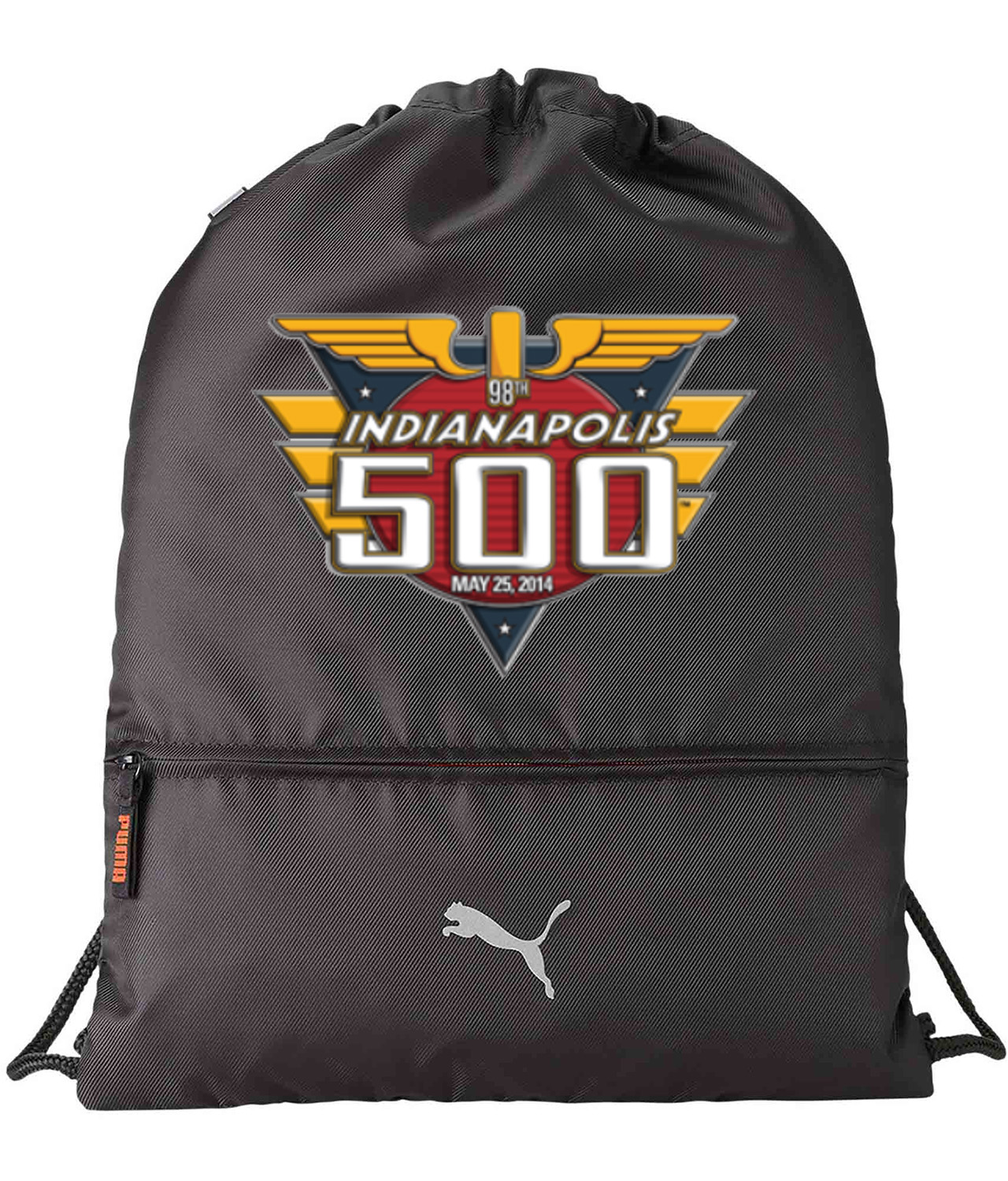Indianapolis 500 2014 Sports Car Auto Racing Nascar Logo Symbol Emblem Customized Design on Lightweight Drawstring Backpack Bag