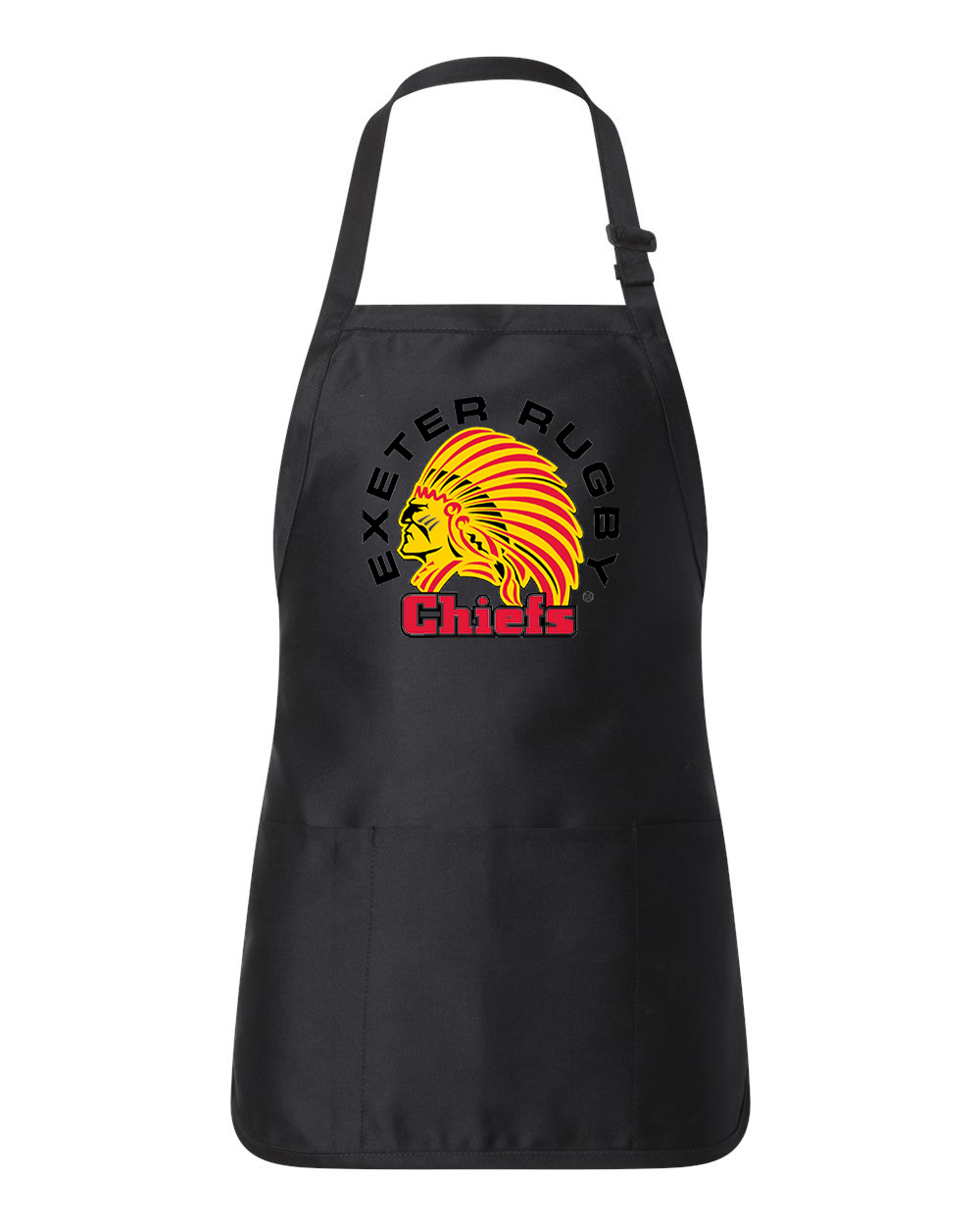 Exeter Chiefs Rugby 1999 Rugby Logo Symbol Emblem Customized Design on Full-Length Apron with Pouch Pocket