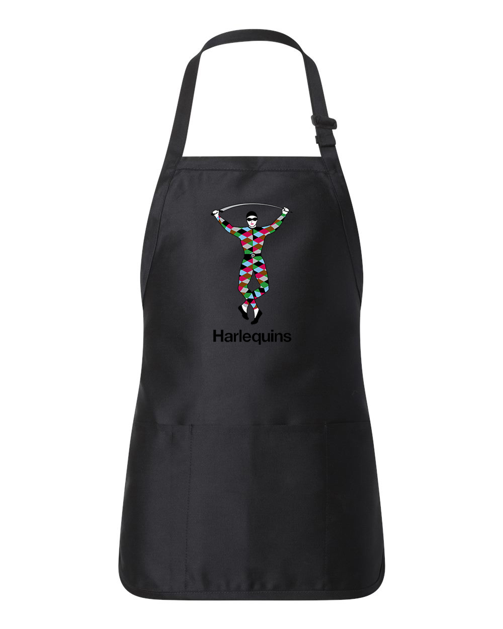 Harlequins 1999-00 Rugby Logo Symbol Emblem Customized Design on Full-Length Apron with Pouch Pocket