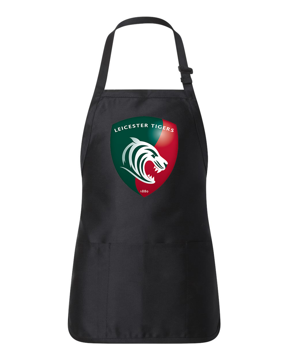 Leicester Tigers 1999-00 Rugby Logo Symbol Emblem Customized Design on Full-Length Apron with Pouch Pocket