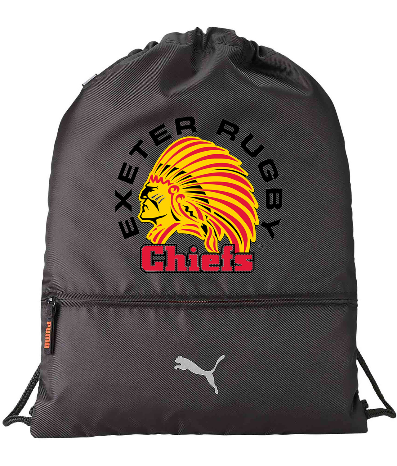 Exeter Chiefs Rugby 1999 Logo Symbol Emblem Customized Design on Lightweight Drawstring Backpack Bag
