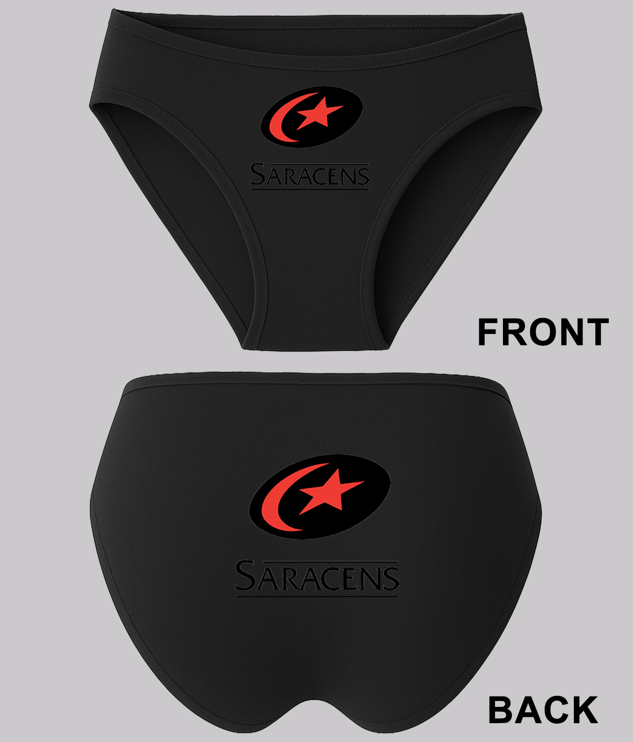 Aviva Premiership Rugby Saracens Logo Symbol Emblem Customized Design on Women's Plus Size Bikini Brief Underwear