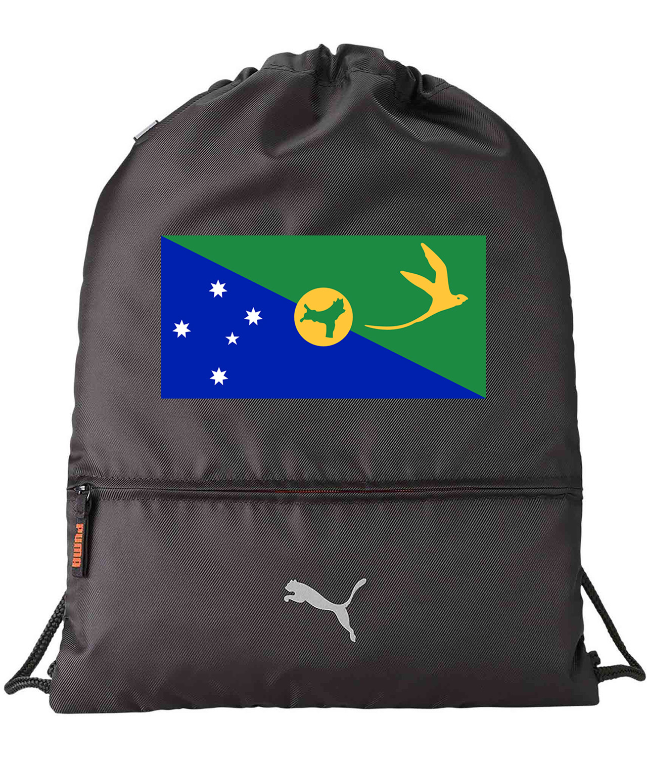 Flag of Christmas Island Logo Symbol Emblem Customized Design on Lightweight Drawstring Backpack Bag