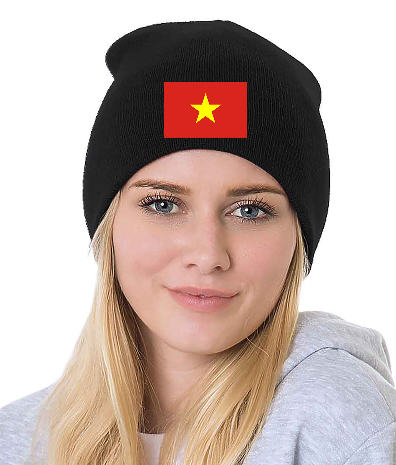 Flag of Vietnam Logo Symbol Emblem Customized Design on 8" Beanie Hat