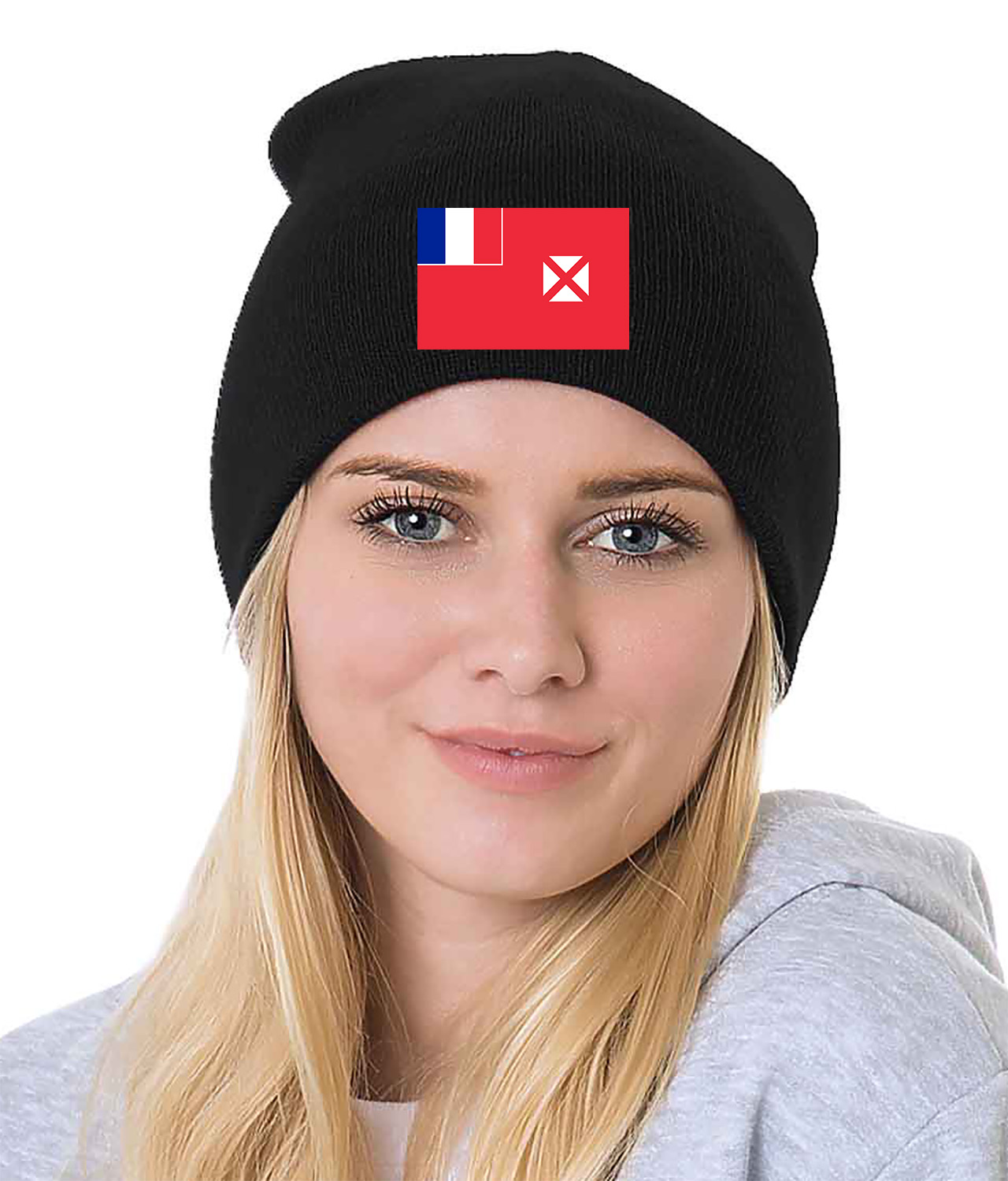 Flag of Wallis and Futuna Logo Symbol Emblem Customized Design on 8" Beanie Hat