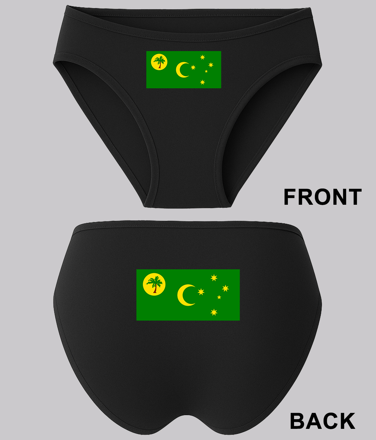 Flag of Cocos (Keeling) Islands Logo Symbol Emblem Customized Design on Women's Bikini Brief Underwear - Image 1