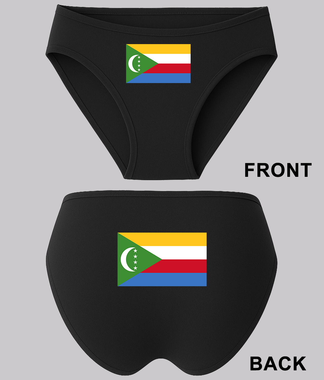 Flag of Comoros Logo Symbol Emblem Customized Design on Women's Bikini Brief Underwear
