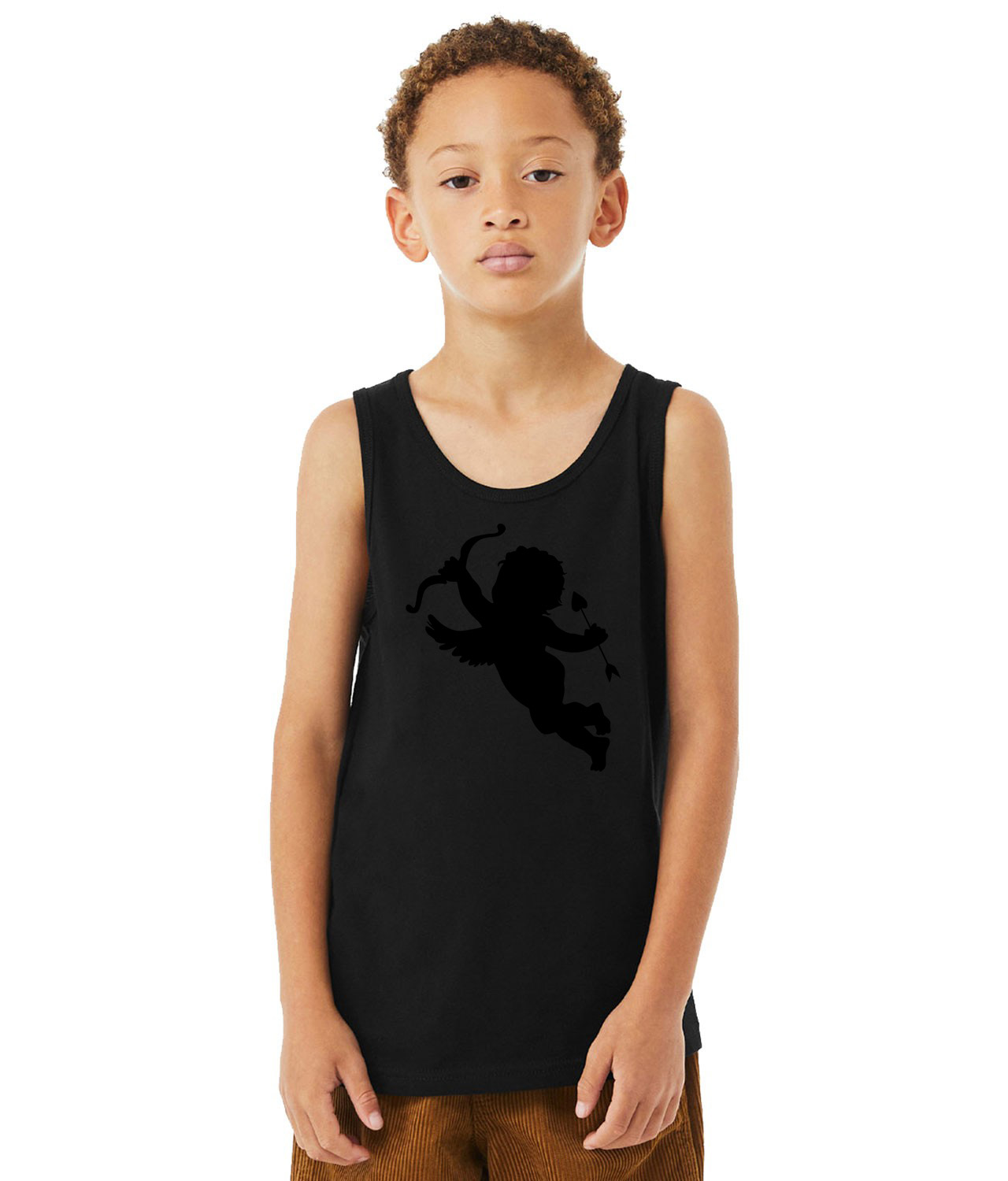 Baby Cupid with Bow and Arrow Religion Logo Symbol Emblem Customized Design on Youth Tank Top