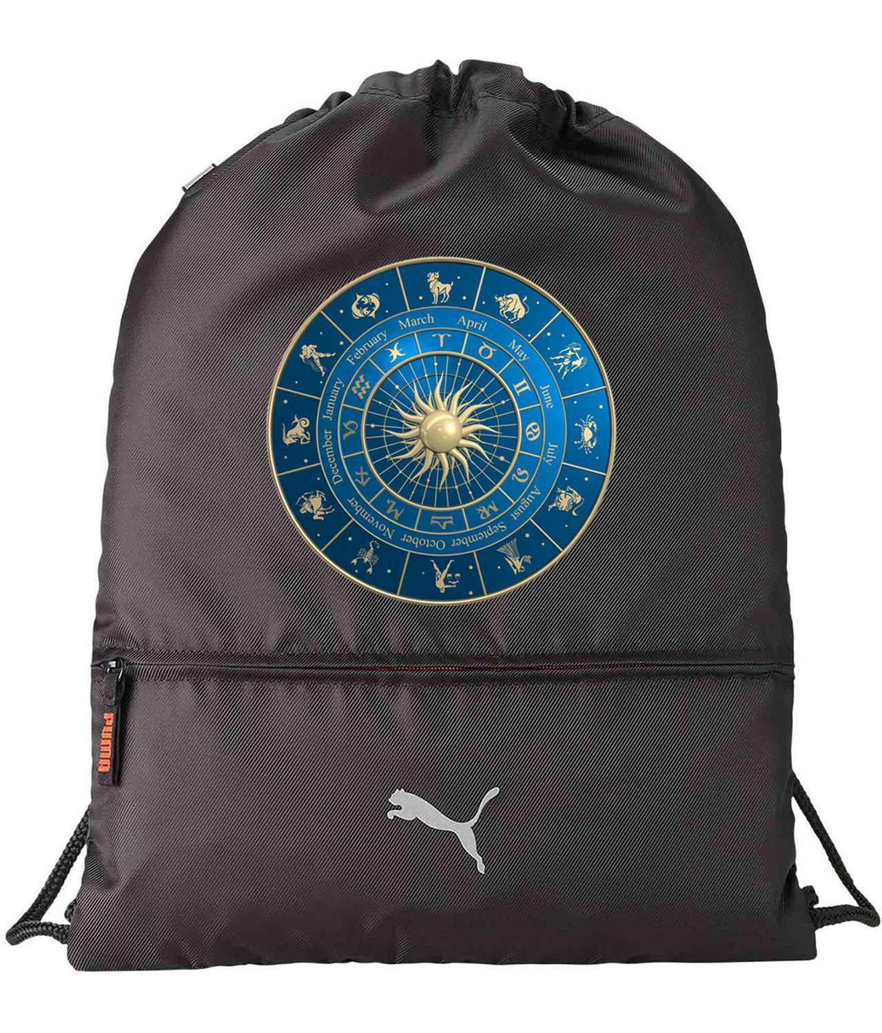 Horoscope Astrological Forecast Zodiac Insights Logo Symbol Emblem Customized Design on Lightweight Drawstring Backpack Bag