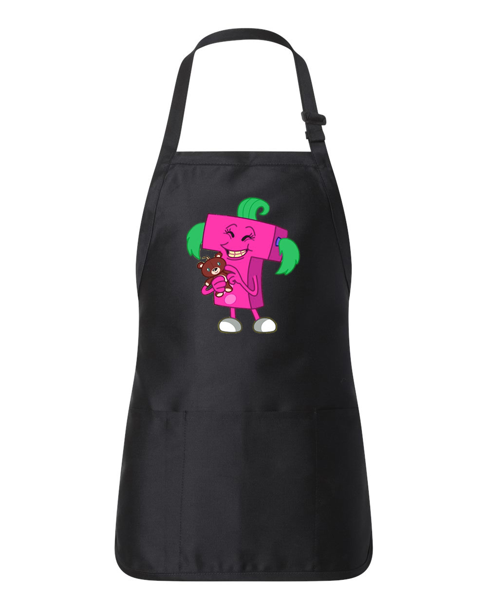 ABC Monster T Cartoon Logo Customized Design on Full-Length Apron with Pouch Pocket