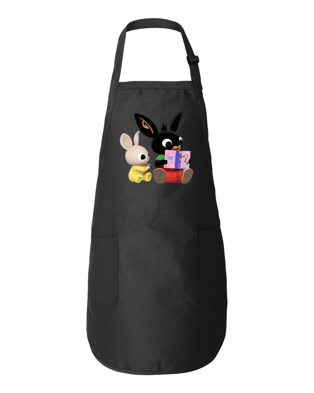Bing Bunny And Charlie Reading Cartoon Logo Symbol Emblem Customized Design on Full-Length Apron with Pockets - Image 1