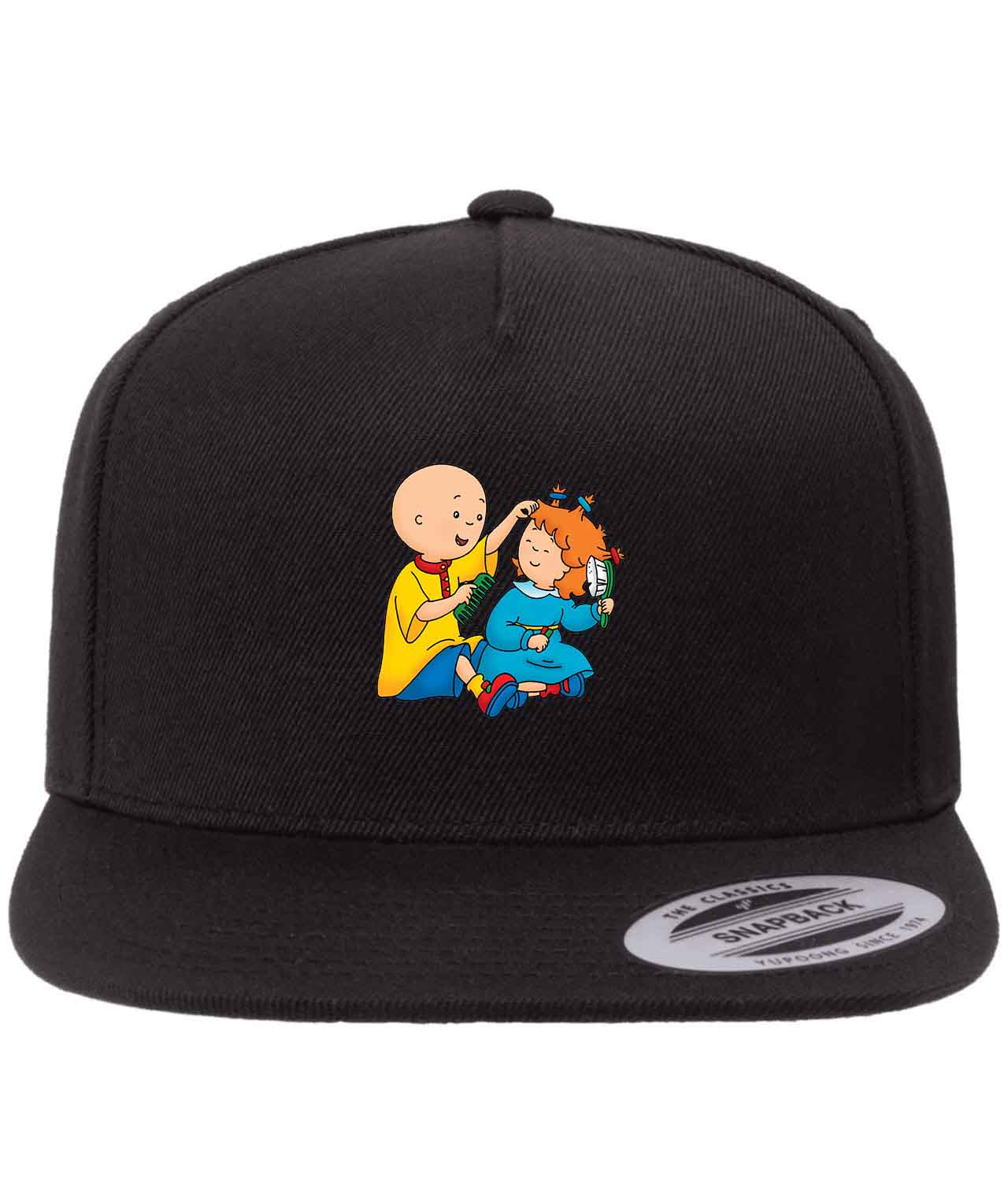 Caillou Playing Hairdresser With Rosie Cartoon Figure Customized Design on Wool 5-Panel Cap Hat