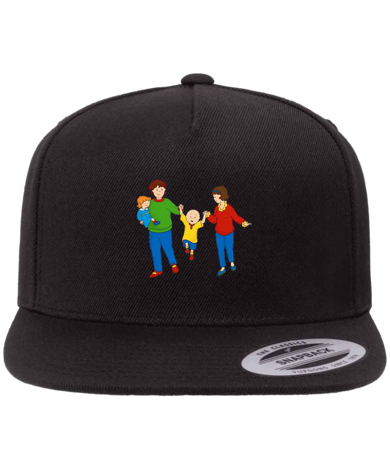 Caillou With His Parents and Sister Rosie Cartoon Figure Customized Design on Wool 5-Panel Cap Hat
