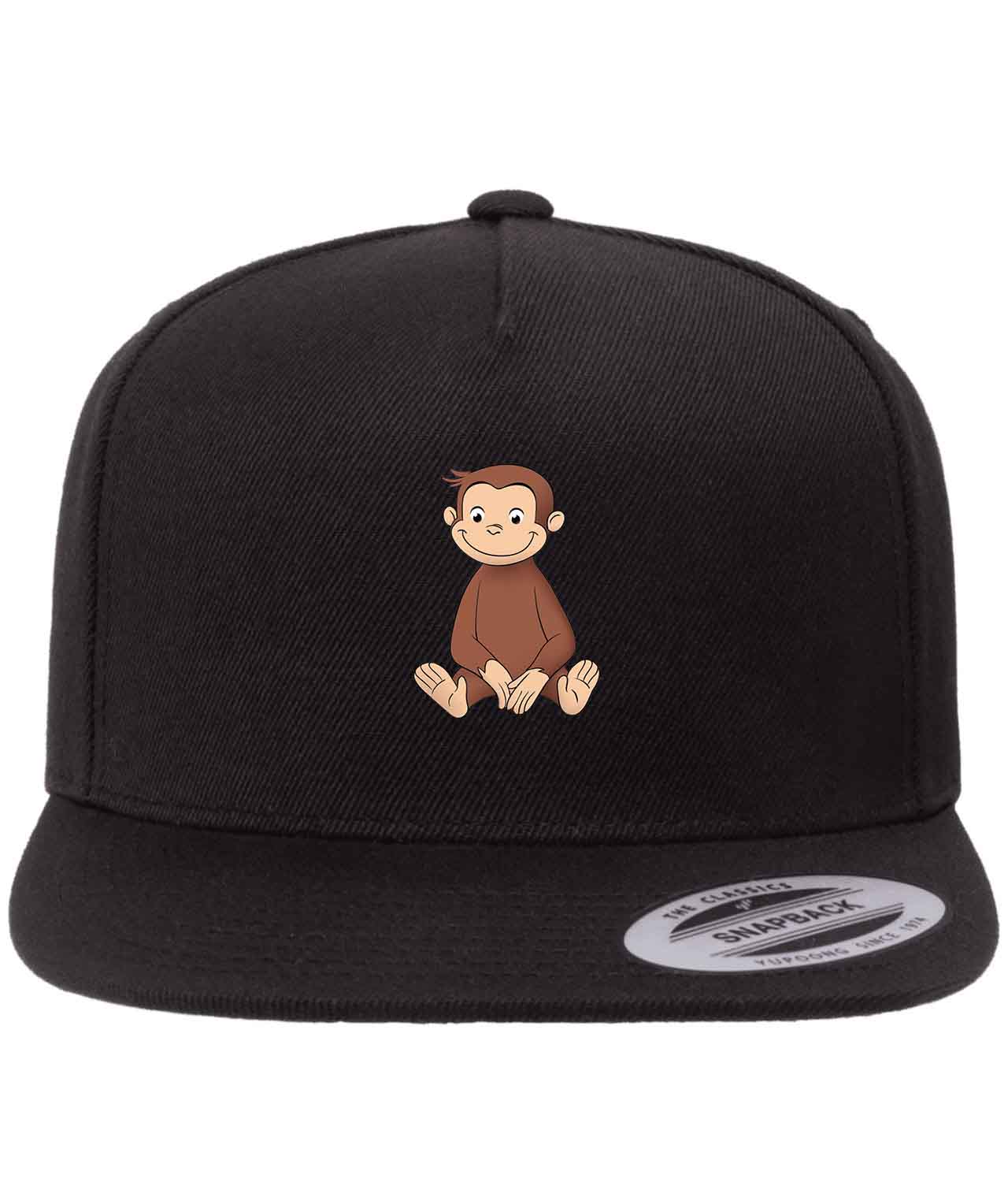 Curious George Sitting Cartoon Figure Customized Design on Wool 5-Panel Cap Hat