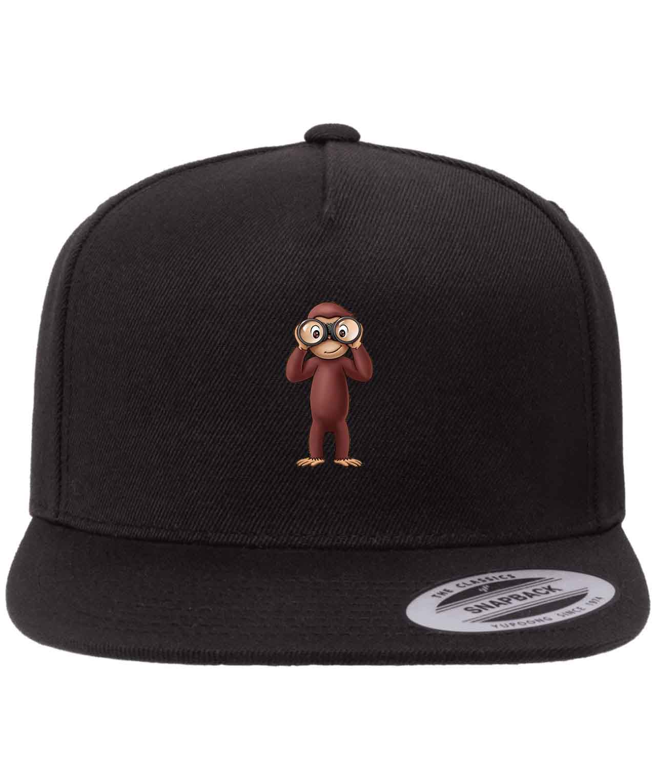 Curious George Jorge El Curioso con Binoculares Cartoon Figure Customized Design on Wool 5-Panel Cap Hat
