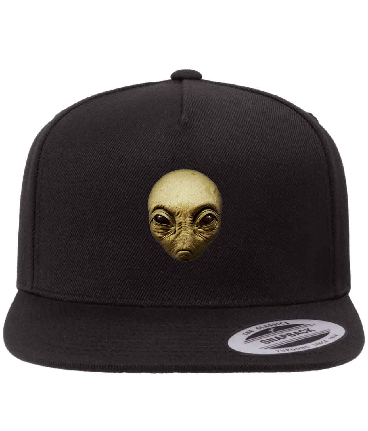 Alien Face Close Up Cartoon Figure Customized Design on Wool 5-Panel ...