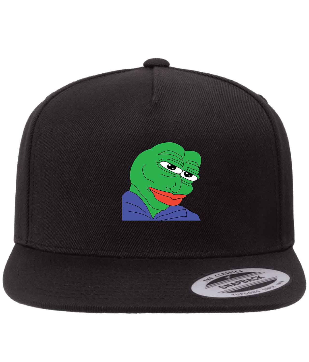 Pepe the Frog Handsome Pepe Cartoon Figure Customized Design on Wool 5-Panel Cap Hat
