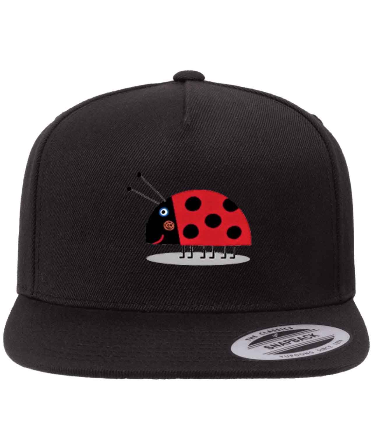 Ben and Holly - Ladybug Cartoon Figure Customized Design on Wool 5-Panel Cap Hat