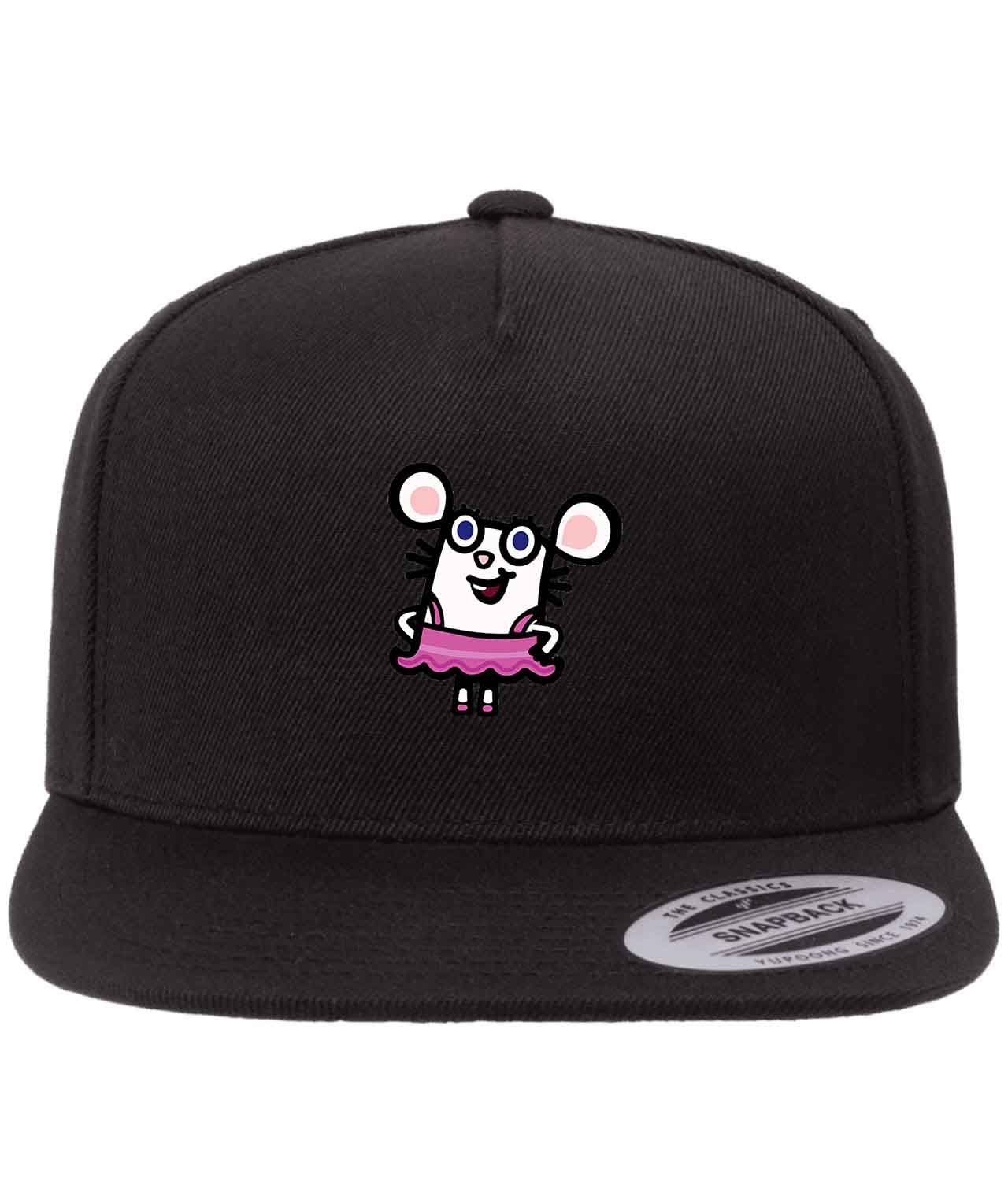 Boj Character Mia Twitch the Moue Posing Cartoon Figure Customized Design on Wool 5-Panel Cap Hat