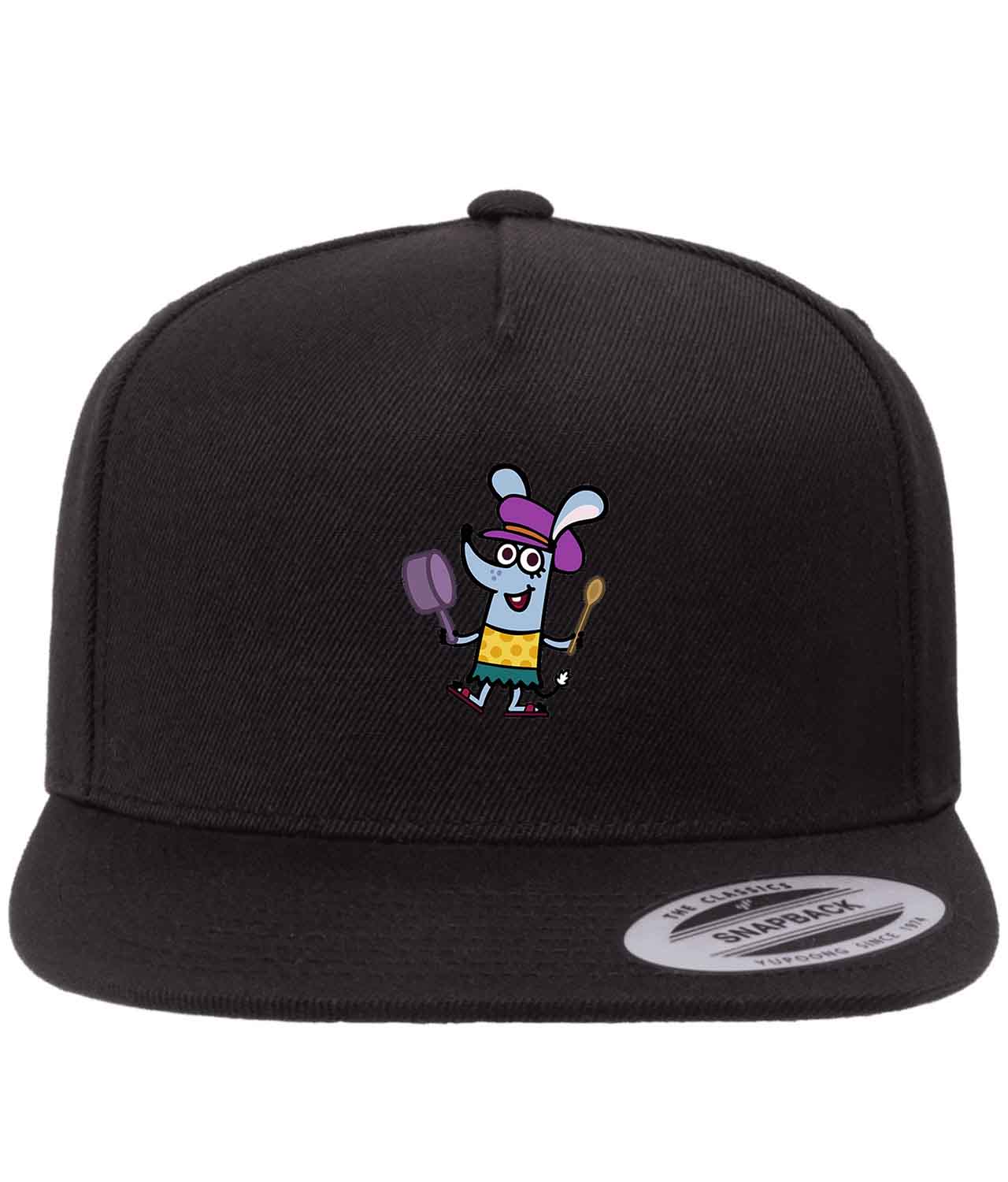 Boj Character Mimi Tapping on Pot Cartoon Figure Customized Design on Wool 5-Panel Cap Hat