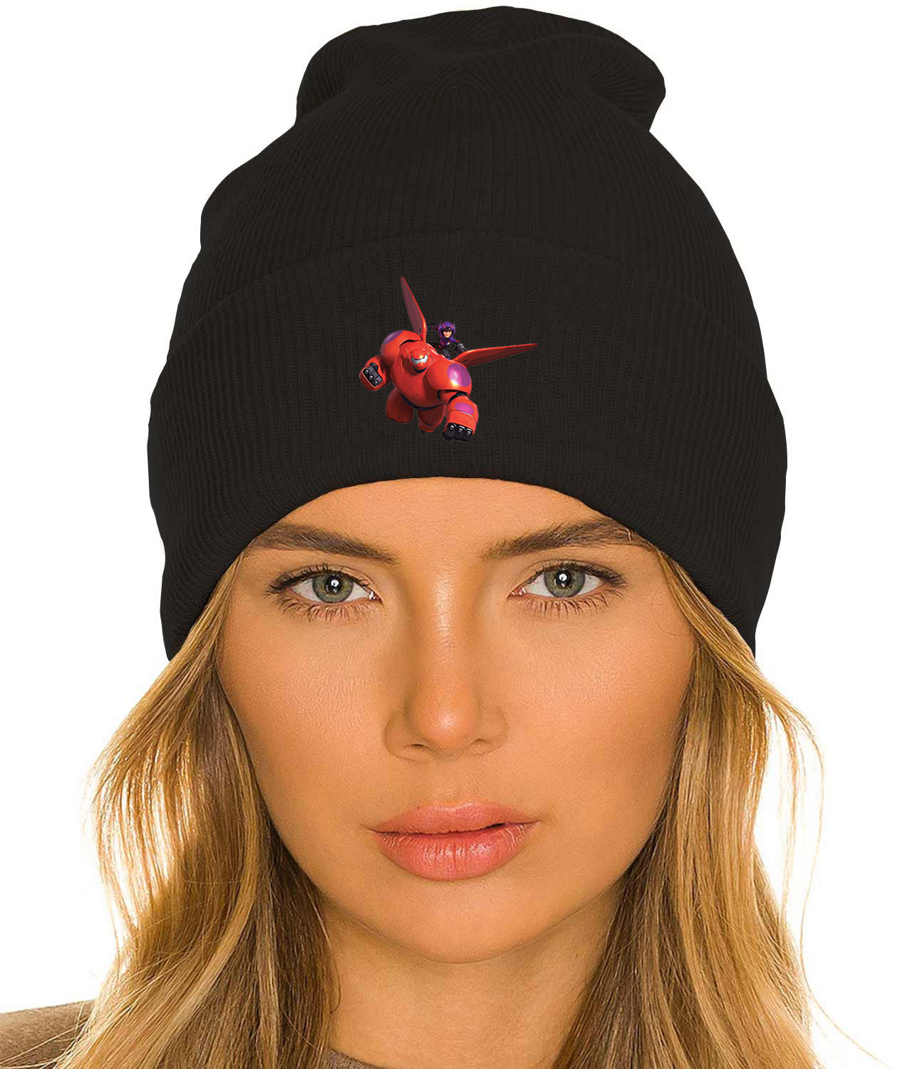 Big Hero 6 Baymax And Hiro In Full Armour Logo Symbol Emblem Customized Design on 12" Cuffed Beanie Hat