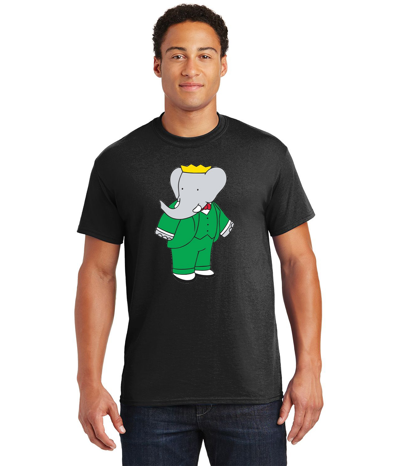 Babar the Elephant Looking Sideways Cartoon Logo Customized Design on Unisex Tshirt Tee