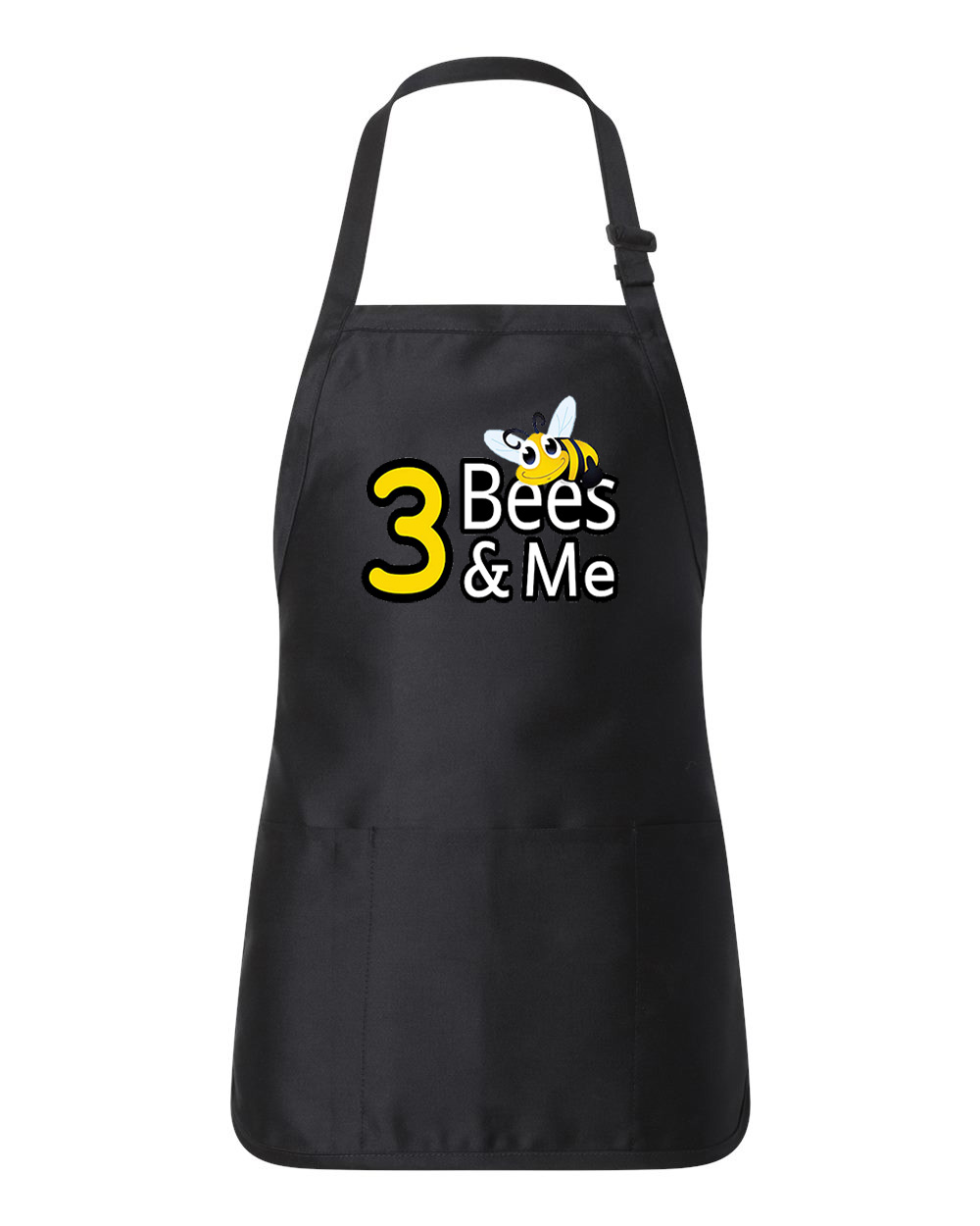 3 Bees & Me - Toys Company Logo Symbol Emblem Customized Design on Full-Length Apron with Pouch Pocket