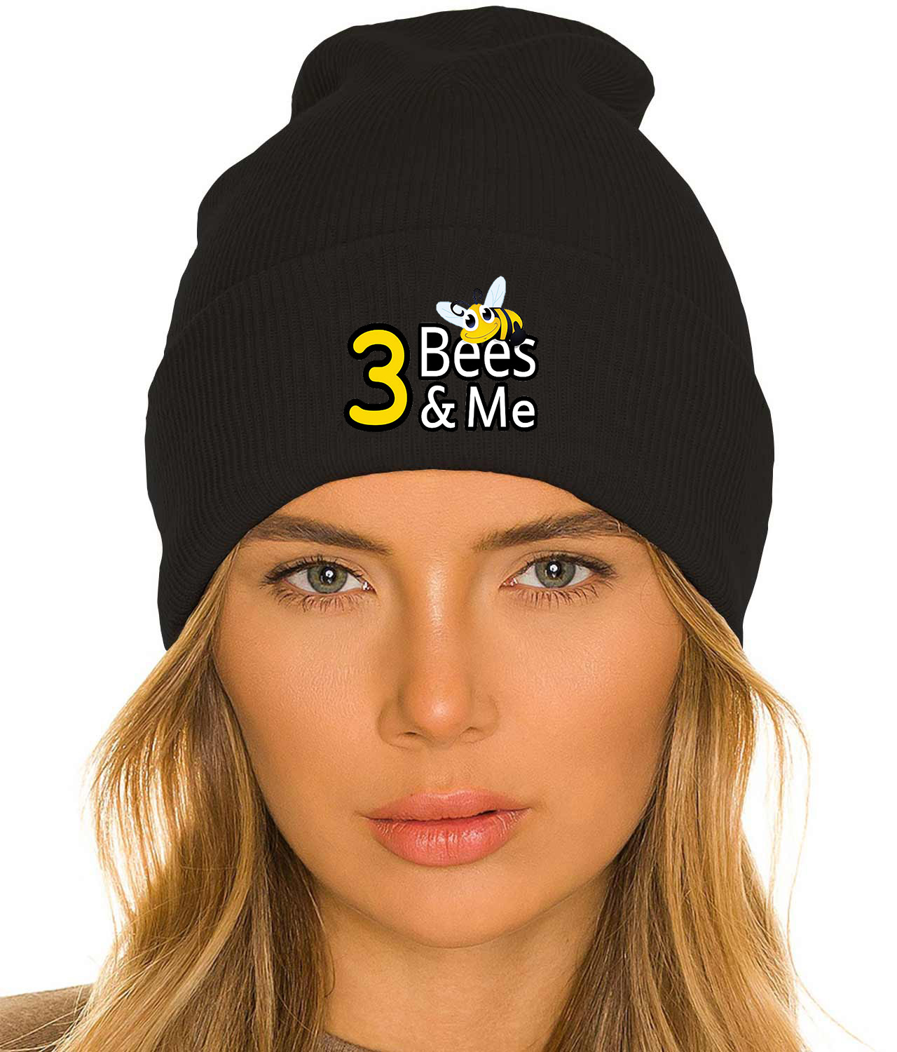 3 Bees & Me - Toys Company Logo Symbol Emblem Customized Design on 12" Cuffed Beanie Hat