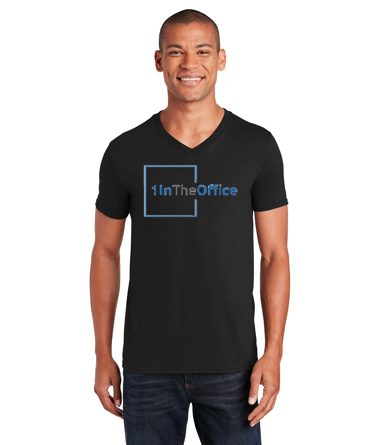1InTheOffice - Office Supplies Company Logo Symbol Emblem Customized Design on Unisex V-Neck T-Shirt Tee
