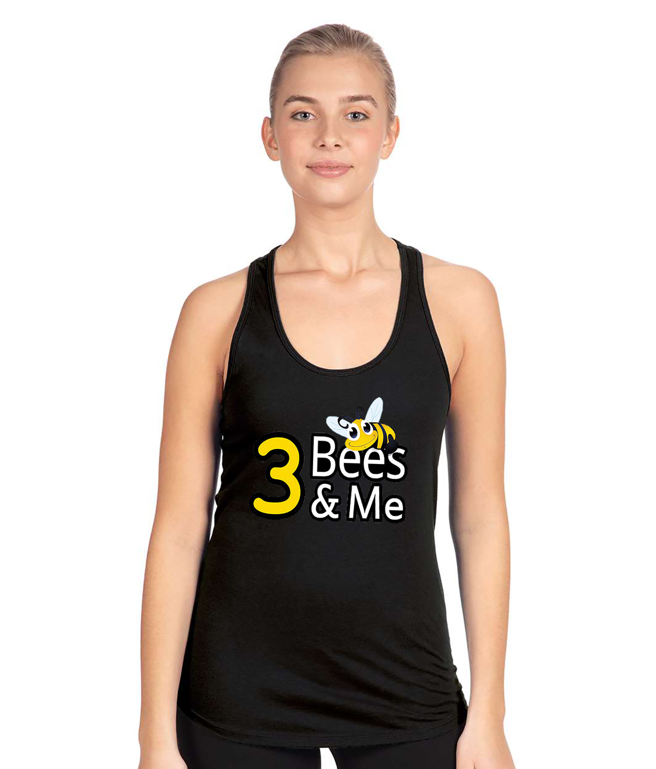 3 Bees & Me - Toys Company Logo Symbol Emblem Customized Design on Women's Racerback Tank Top