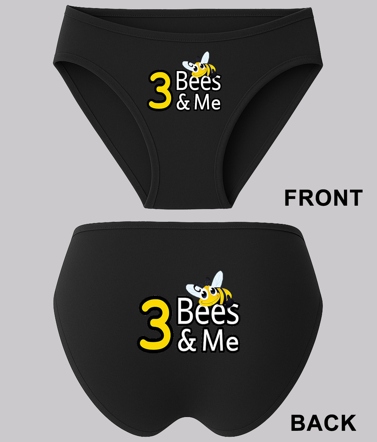 3 Bees & Me - Toys Company Household Logo Symbol Emblem Customized Design on Women's Plus Size Bikini Brief Underwear