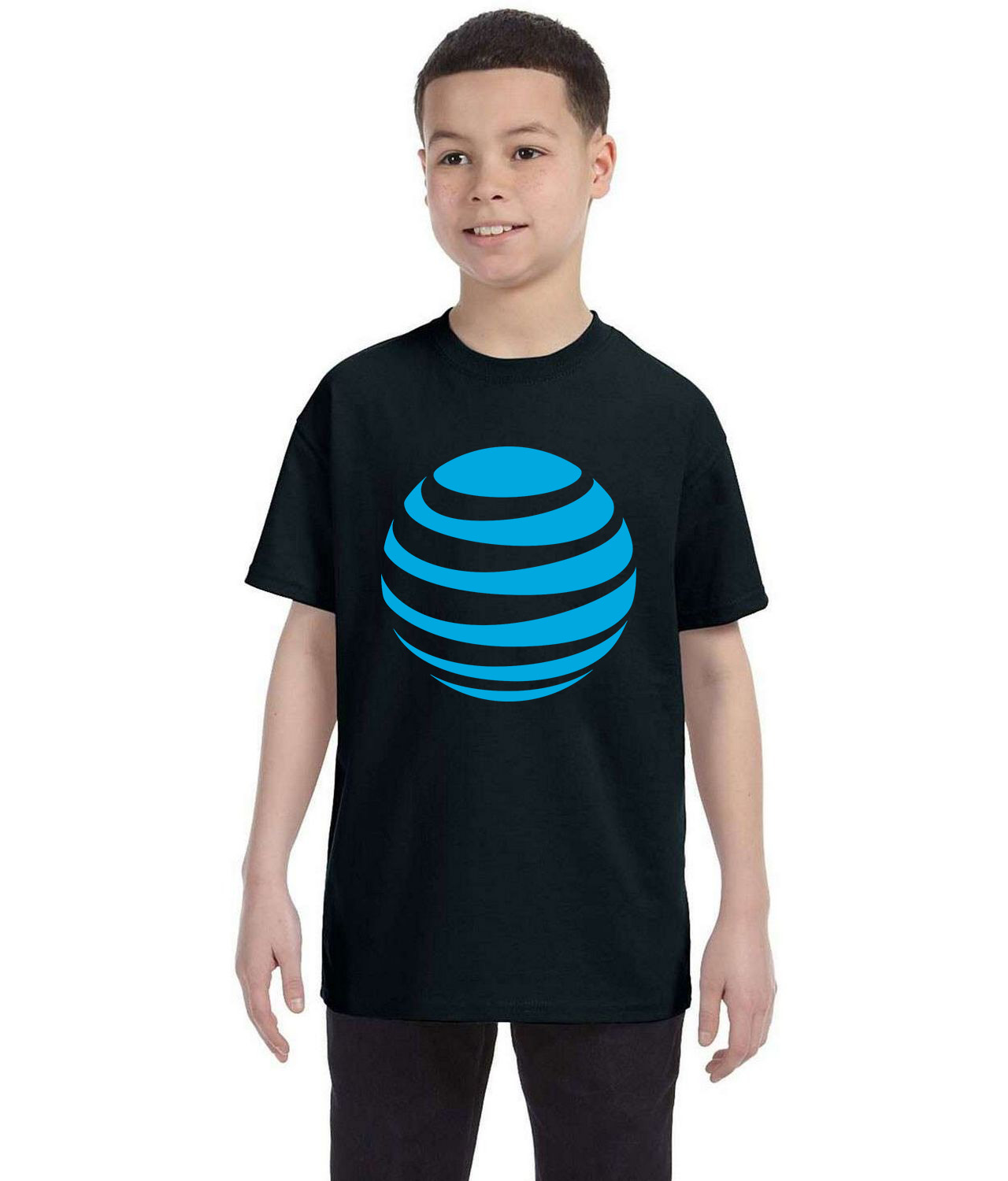 AT&T - Telecommunications Company Logo Symbol Emblem Customized Design on Youth T-Shirt Tee