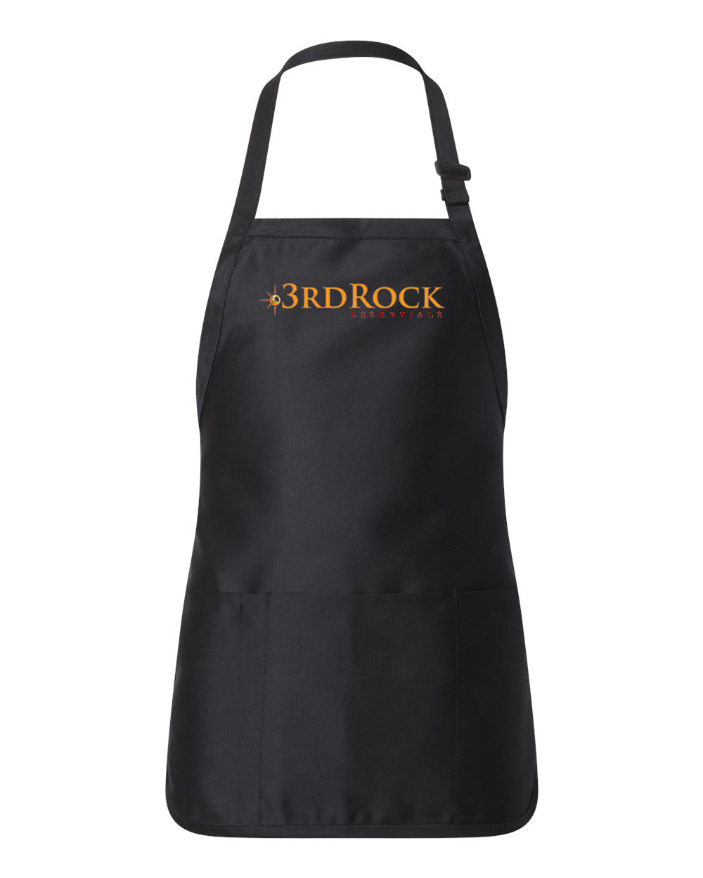 3rd Rock Essentials Horizontal Logo Symbol Emblem Customized Design on Full-Length Apron with Pouch Pocket