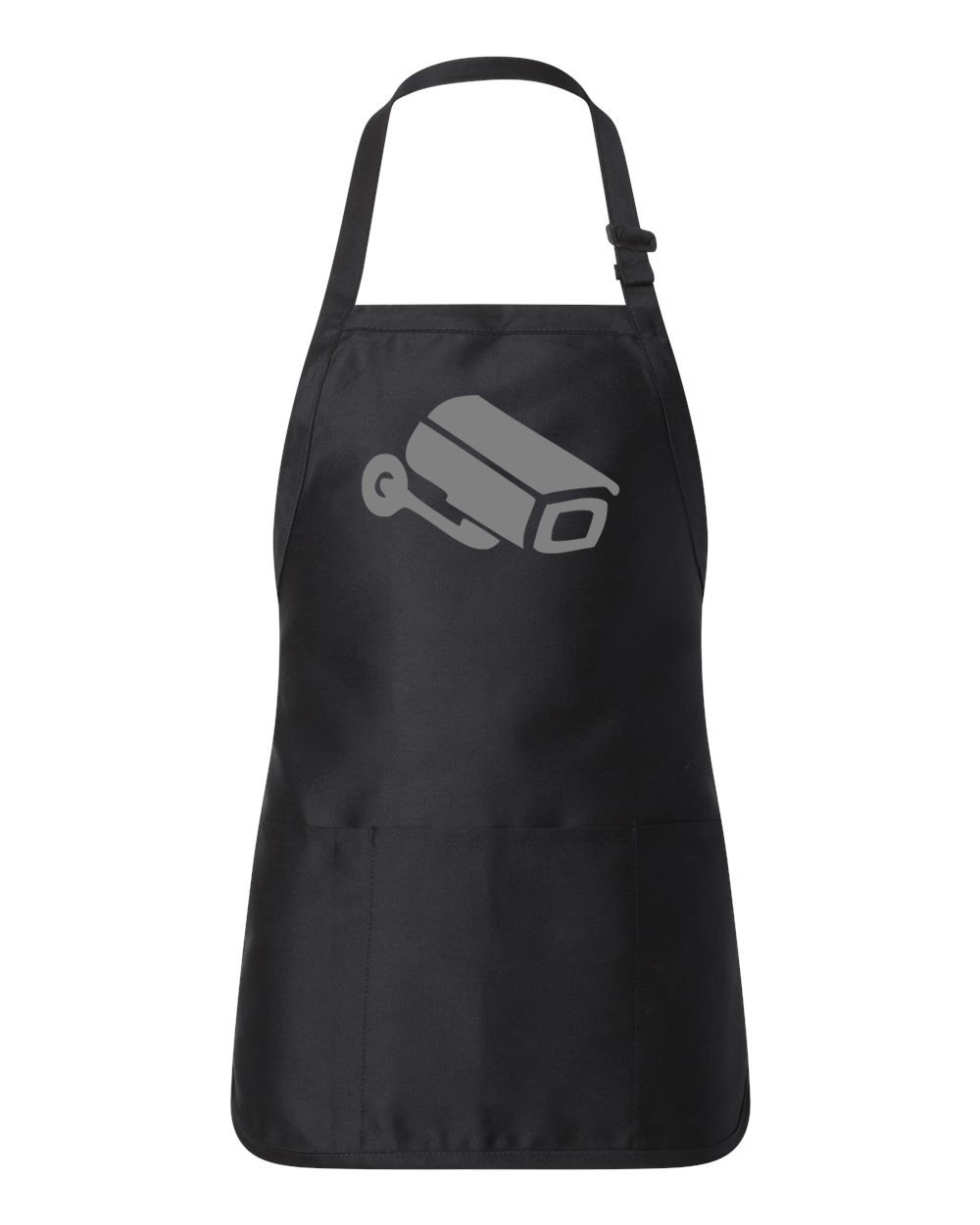 Security Camera Icon Logo Symbol Emblem Customized Design on Full-Length Apron with Pouch Pocket