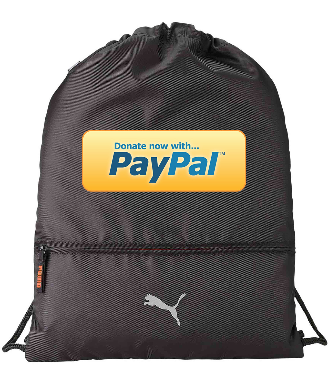 Donate With PayPal Button Logo Symbol Emblem Customized Design on Lightweight Drawstring Backpack Bag