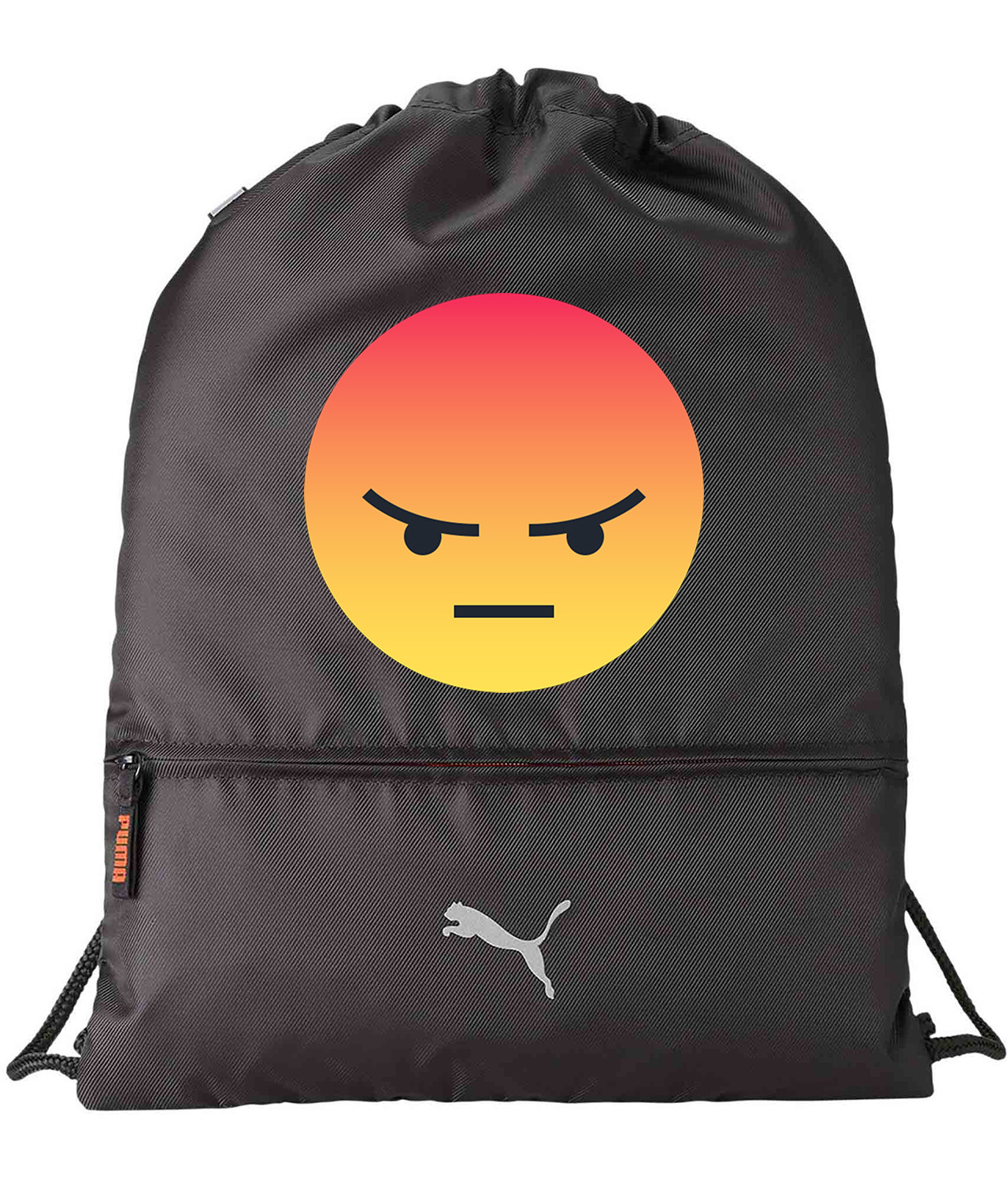 Angry Reaction Emoji Logo Symbol Emblem Customized Design on Lightweight Drawstring Backpack Bag