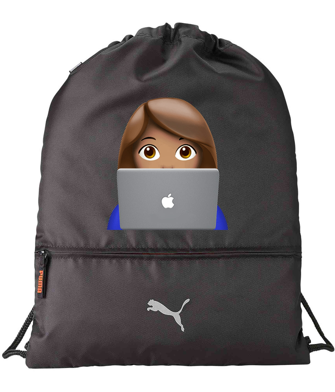 Apple Fan Emoji Logo Symbol Emblem Customized Design on Lightweight Drawstring Backpack Bag