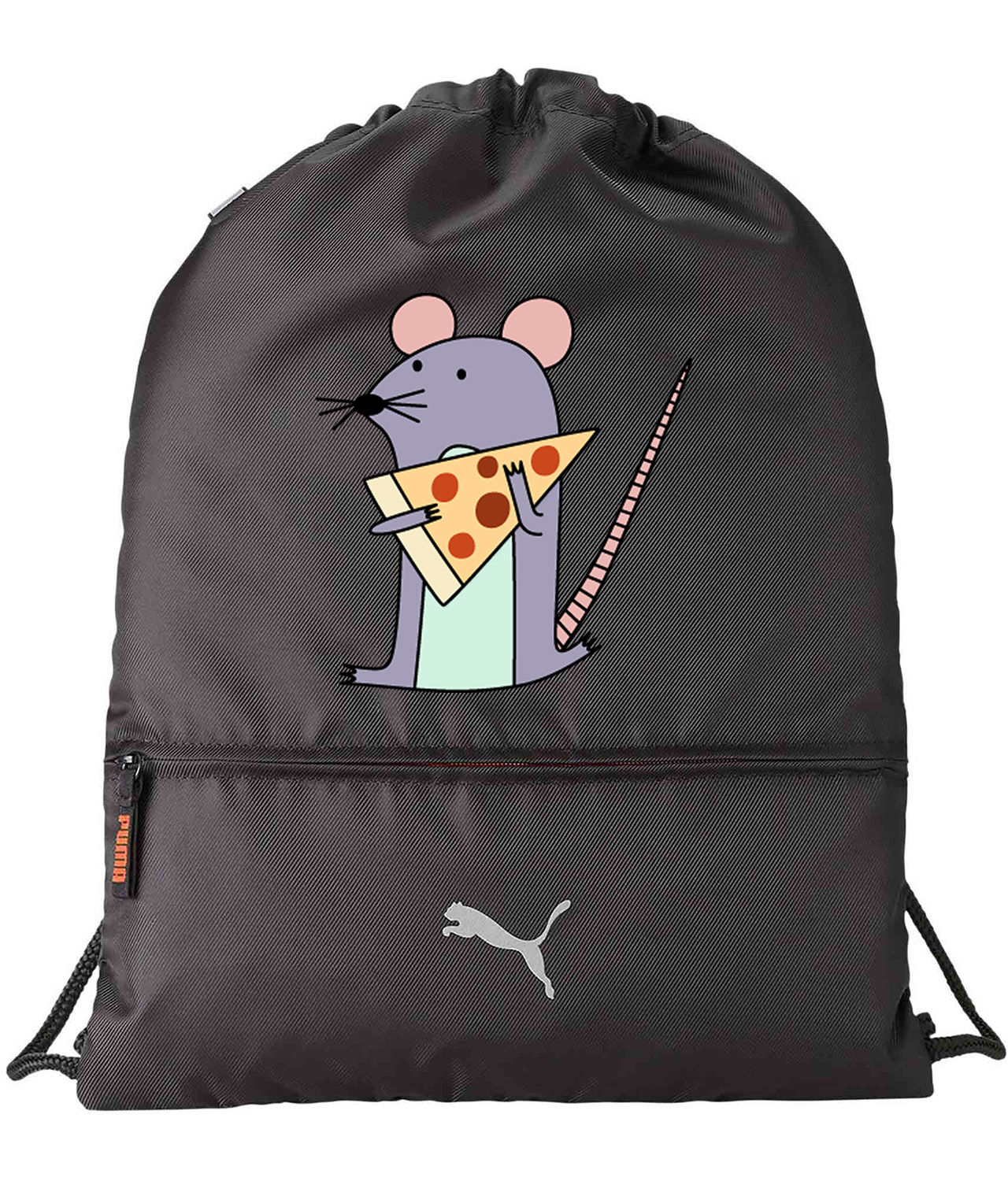 Snapchat Pizza Mouse Sticker Logo Symbol Emblem Customized Design on Lightweight Drawstring Backpack Bag