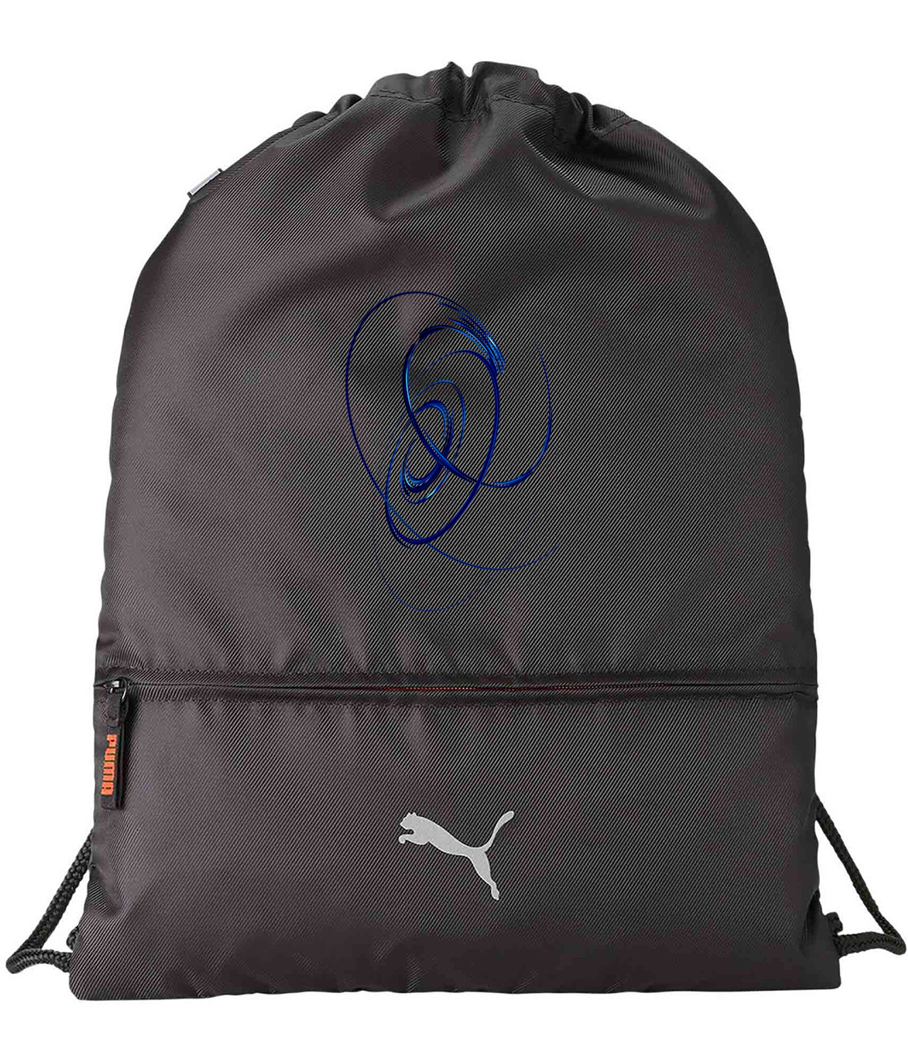 Spiral Blue Logo Symbol Emblem Customized Design on Lightweight Drawstring Backpack Bag