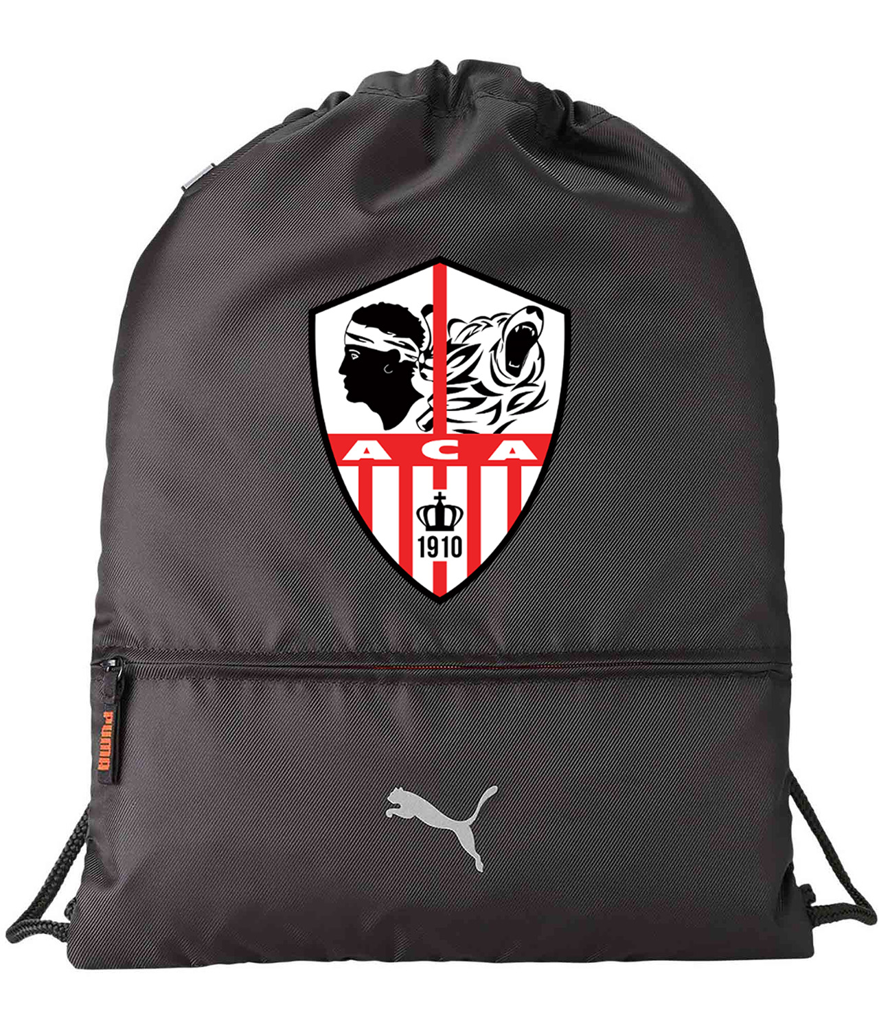 Ajaccio Logo Symbol Emblem Customized Design on Lightweight Drawstring Backpack Bag