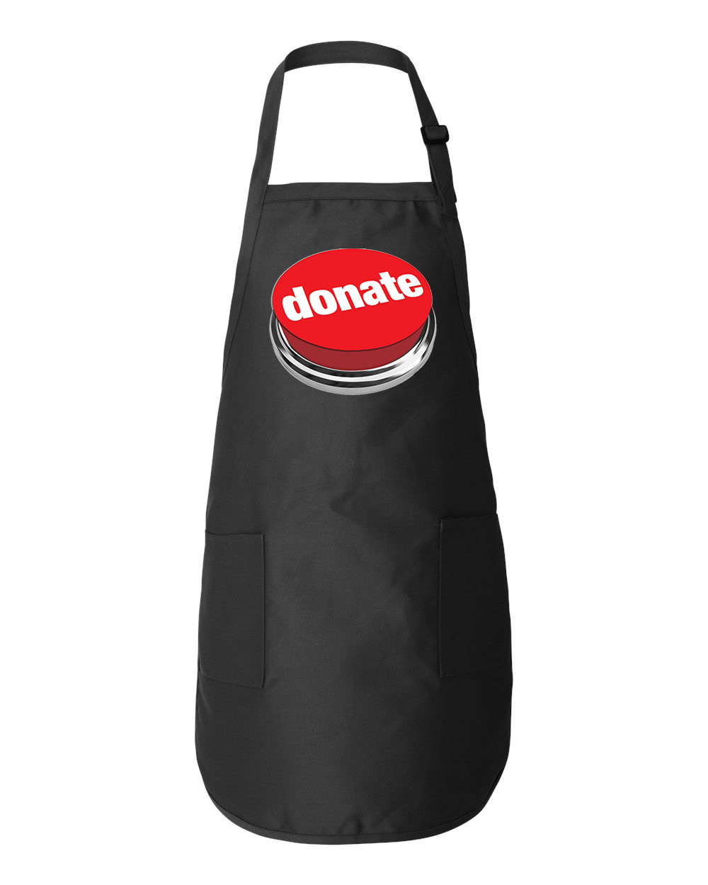 Donate Push Button Icons Logo Symbol Emblem Customized Design on Full-Length Apron with Pockets