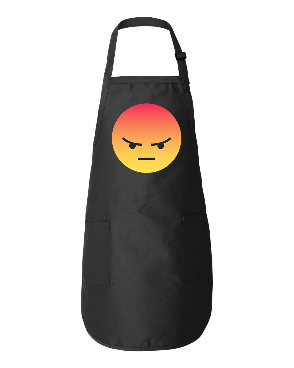 Angry Reaction Emoji Icons Logo Symbol Emblem Customized Design on Full-Length Apron with Pockets