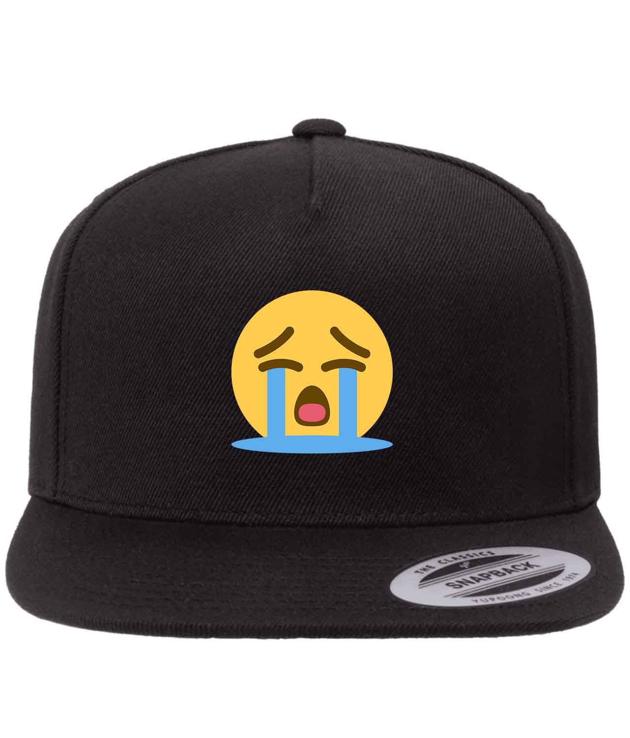 Crying Emoji Logo Symbol Emblem Customized Design on Wool 5-Panel Cap Hat