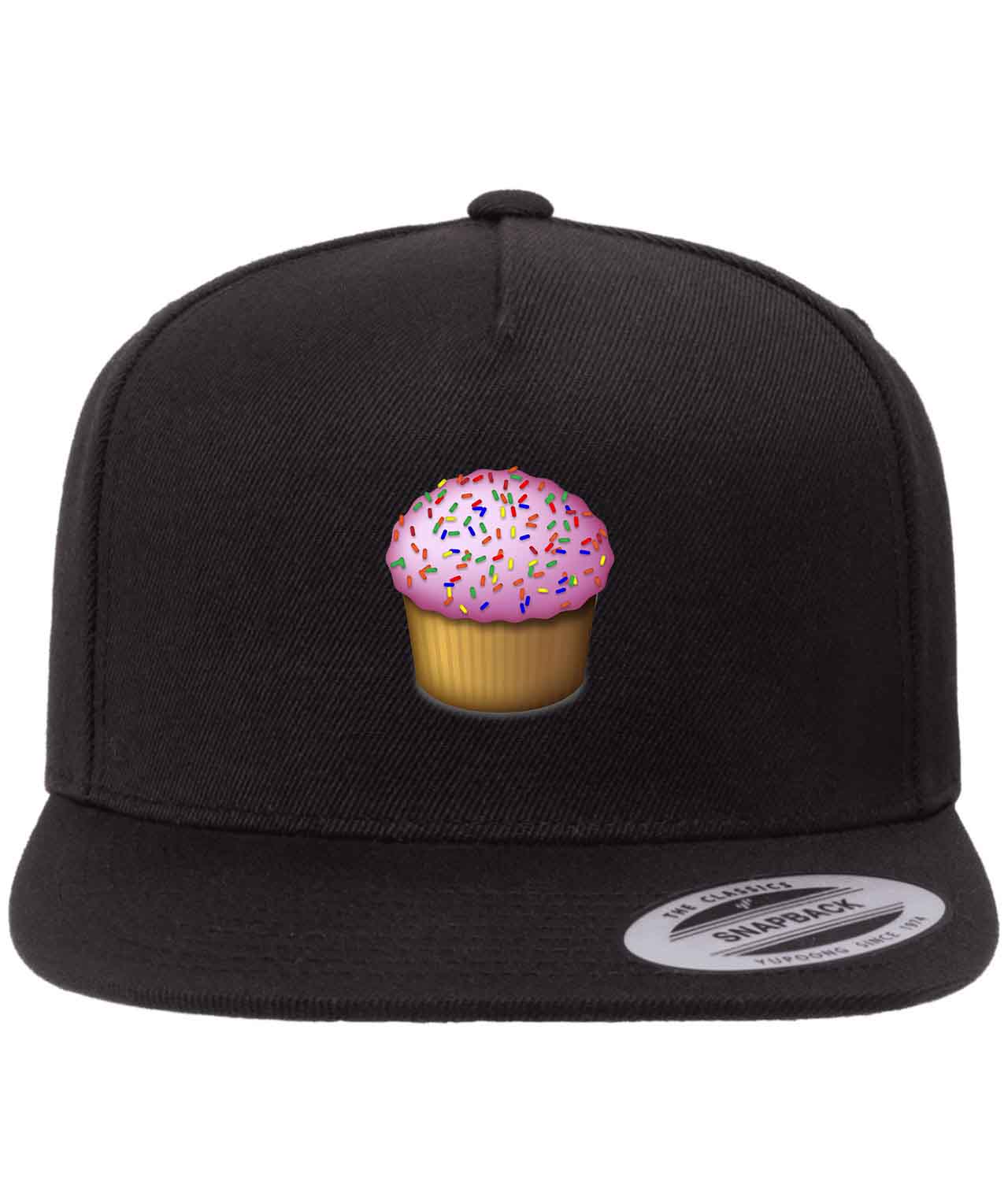 Cupcake Emoji Logo Symbol Emblem Customized Design on Wool 5-Panel Cap Hat - Image 1