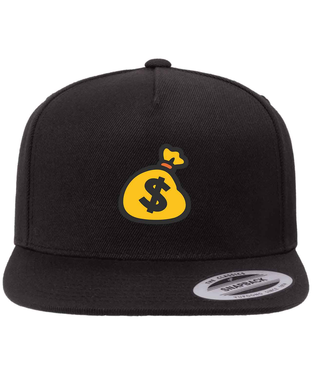 Emoji Bag of Cash Logo Symbol Emblem Customized Design on Wool 5-Panel Cap Hat