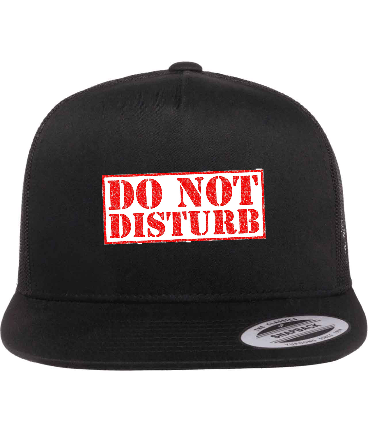 Do Not Disturb Stamp Logo Symbol Emblem Customized Design on Classic Trucker Cap Hat